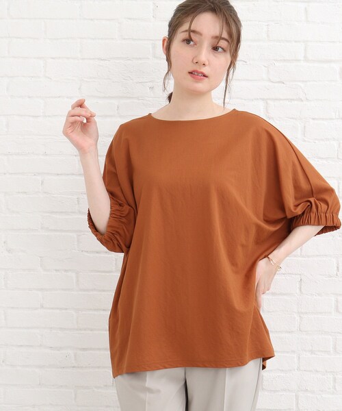 SHOO・LA・RUE（シューラルー）の「◆【接触冷感/洗える/袖ギャザー】ドルマントップス（Tシャツ/カットソー・レディース・カーキ/ブラック/ブラウン系その他/アイボリー/ピンク系その他/ダークオレンジ/パープル系4・00）」の7枚目の写真