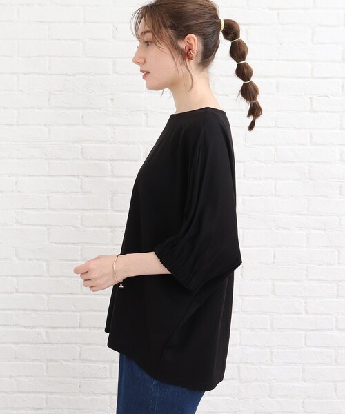 SHOO・LA・RUE（シューラルー）の「◆【接触冷感/洗える/袖ギャザー】ドルマントップス（Tシャツ/カットソー・レディース・カーキ/ブラック/ブラウン系その他/アイボリー/ピンク系その他/ダークオレンジ/パープル系4・00）」の9枚目の写真