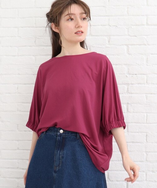 SHOO・LA・RUE（シューラルー）の「◆【接触冷感/洗える/袖ギャザー】ドルマントップス（Tシャツ/カットソー・レディース・カーキ/ブラック/ブラウン系その他/アイボリー/ピンク系その他/ダークオレンジ/パープル系4・00）」の15枚目の写真