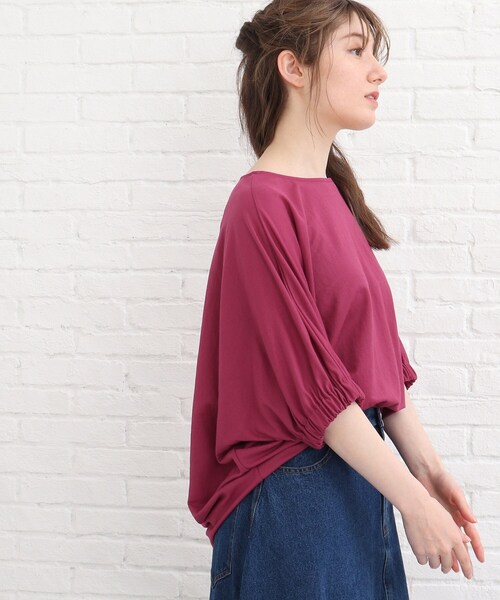 SHOO・LA・RUE（シューラルー）の「◆【接触冷感/洗える/袖ギャザー】ドルマントップス（Tシャツ/カットソー・レディース・カーキ/ブラック/ブラウン系その他/アイボリー/ピンク系その他/ダークオレンジ/パープル系4・00）」の16枚目の写真