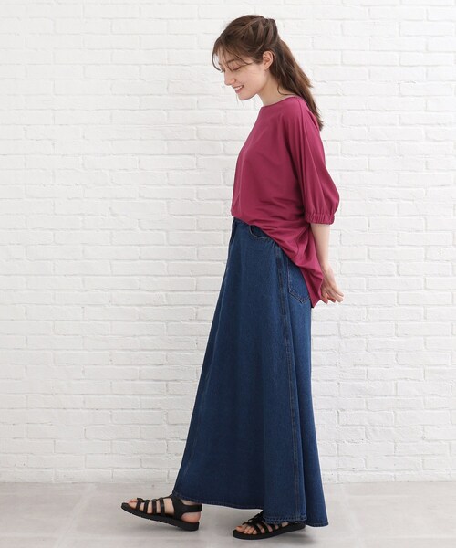 SHOO・LA・RUE（シューラルー）の「◆【接触冷感/洗える/袖ギャザー】ドルマントップス（Tシャツ/カットソー・レディース・カーキ/ブラック/ブラウン系その他/アイボリー/ピンク系その他/ダークオレンジ/パープル系4・00）」の19枚目の写真