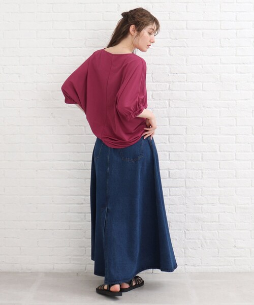 SHOO・LA・RUE（シューラルー）の「◆【接触冷感/洗える/袖ギャザー】ドルマントップス（Tシャツ/カットソー・レディース・カーキ/ブラック/ブラウン系その他/アイボリー/ピンク系その他/ダークオレンジ/パープル系4・00）」の20枚目の写真