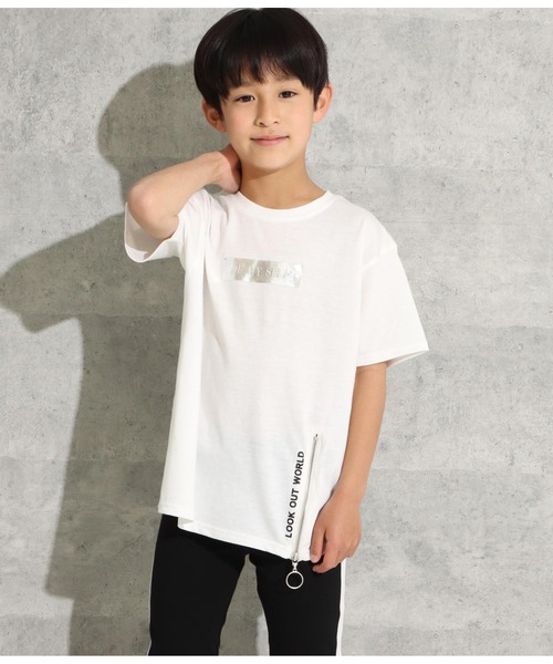 ANAP kids（アナップキッズ）の「リングジップスリットビッグTシャツ（Tシャツ/カットソー・キッズ・ブラック/ホワイト・110cm/130cm/120cm）」の9枚目の写真