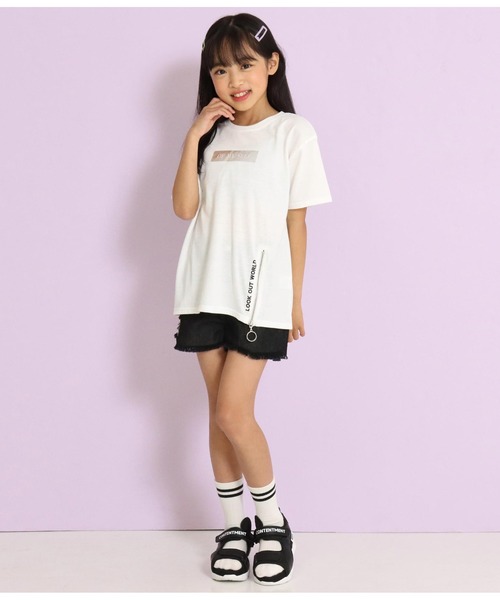 ANAP kids（アナップキッズ）の「リングジップスリットビッグTシャツ（Tシャツ/カットソー・キッズ・ブラック/ホワイト・110cm/130cm/120cm）」の7枚目の写真