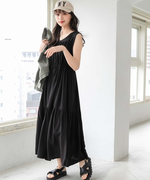 fifth(フィフス)の「サイドリボンティアードワンピース(ワンピース・レディース・ブラック/カーキ/グレイッシュベージュ・M)」の6枚目の写真