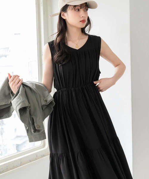 fifth(フィフス)の「サイドリボンティアードワンピース(ワンピース・レディース・ブラック/カーキ/グレイッシュベージュ・M)」の8枚目の写真