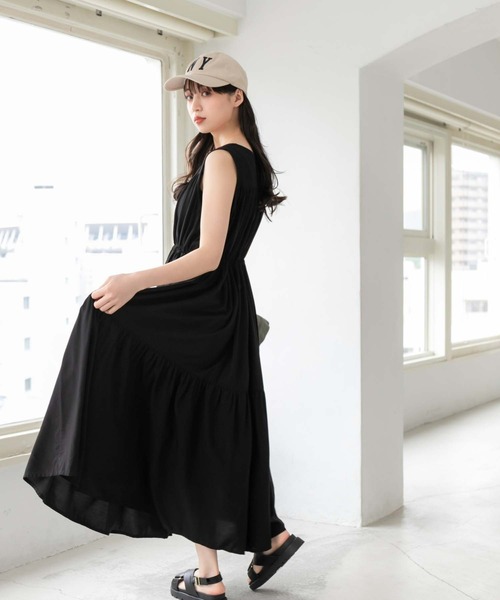 fifth(フィフス)の「サイドリボンティアードワンピース(ワンピース・レディース・ブラック/カーキ/グレイッシュベージュ・M)」の7枚目の写真