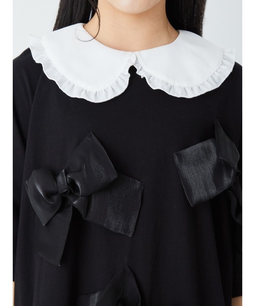 Jamie エーエヌケー(ジェイミーエーエヌケー)の「リボンがいっぱいTE(Tシャツ/カットソー・レディース・ブラック/ホワイト・M)」の6枚目の写真