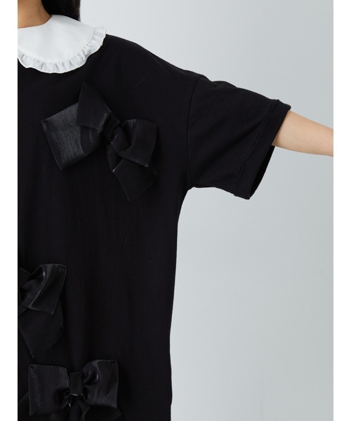 Jamie エーエヌケー(ジェイミーエーエヌケー)の「リボンがいっぱいTE(Tシャツ/カットソー・レディース・ブラック/ホワイト・M)」の7枚目の写真