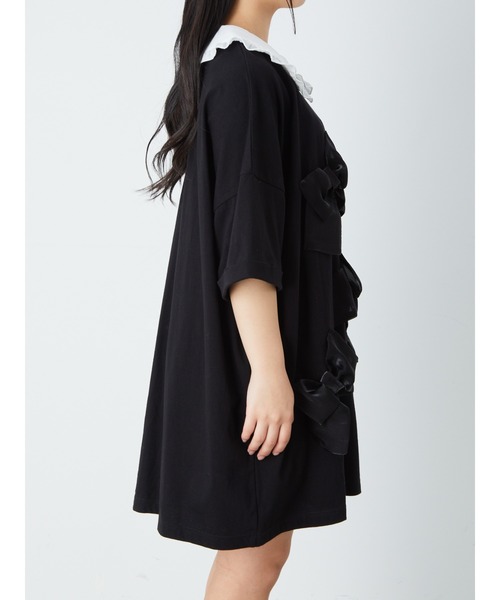 Jamie エーエヌケー(ジェイミーエーエヌケー)の「リボンがいっぱいTE(Tシャツ/カットソー・レディース・ブラック/ホワイト・M)」の8枚目の写真