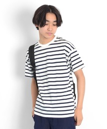 GLAZOS | 天竺・ドロップショルダーボーダー半袖Tシャツ(Tシャツ/カットソー)