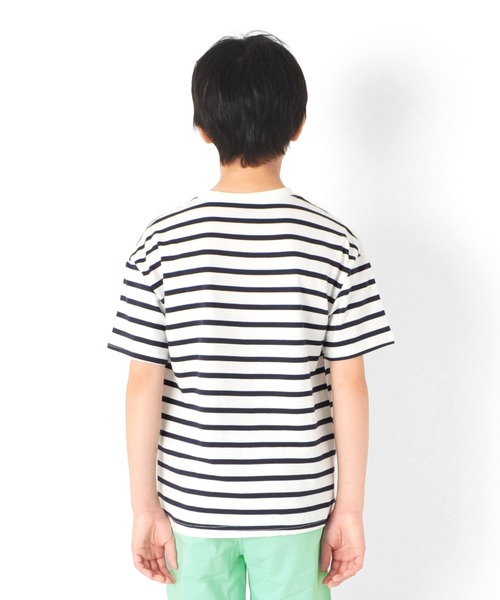 GLAZOS（グラソス）の「天竺・ドロップショルダーボーダー半袖Tシャツ（Tシャツ/カットソー・キッズ・ネイビー/ブルー/グリーン・130cm/140cm/150cm/160cm/170cm）」の9枚目の写真