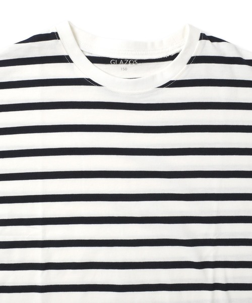 GLAZOS（グラソス）の「天竺・ドロップショルダーボーダー半袖Tシャツ（Tシャツ/カットソー・キッズ・ネイビー/ブルー/グリーン・130cm/140cm/150cm/160cm/170cm）」の10枚目の写真