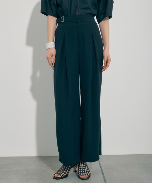 PUBLIC TOKYO（パブリックトウキョウ）の「ジョーゼットグルカワイドストレートパンツ/ウォッシャブル（その他パンツ・レディース・ブラック/サックスブルー・1/2）」の2枚目の写真
