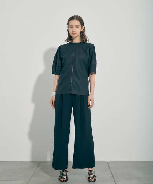 PUBLIC TOKYO（パブリックトウキョウ）の「ジョーゼットグルカワイドストレートパンツ/ウォッシャブル（その他パンツ・レディース・ブラック/サックスブルー・1/2）」の9枚目の写真