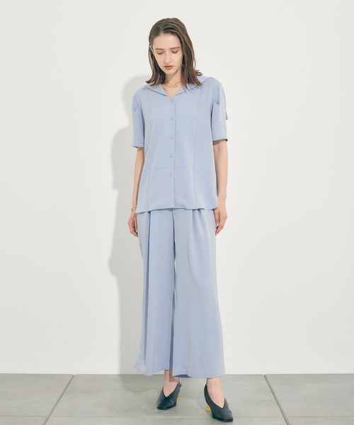 PUBLIC TOKYO（パブリックトウキョウ）の「ジョーゼットグルカワイドストレートパンツ/ウォッシャブル（その他パンツ・レディース・ブラック/サックスブルー・1/2）」の15枚目の写真