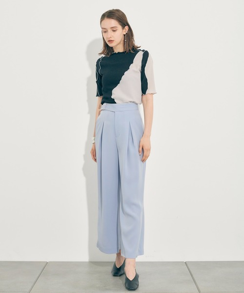 PUBLIC TOKYO（パブリックトウキョウ）の「ジョーゼットグルカワイドストレートパンツ/ウォッシャブル（その他パンツ・レディース・ブラック/サックスブルー・1/2）」の17枚目の写真