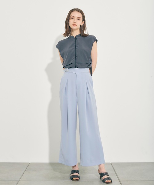 PUBLIC TOKYO（パブリックトウキョウ）の「ジョーゼットグルカワイドストレートパンツ/ウォッシャブル（その他パンツ・レディース・ブラック/サックスブルー・1/2）」の16枚目の写真