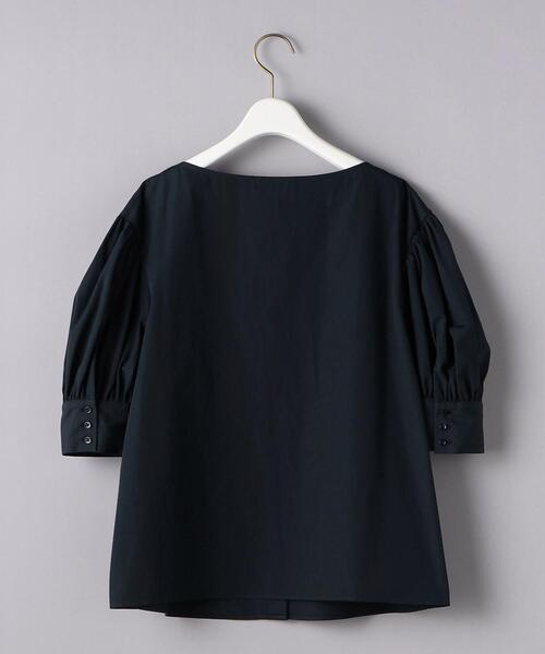 UNITED ARROWS 黒 パフスリーブ 半袖シャツ　ブラウス　ペプラム 美品】UNITED ARROWS Pパフスリーブ5分袖ニット 半袖 ペプラム黒