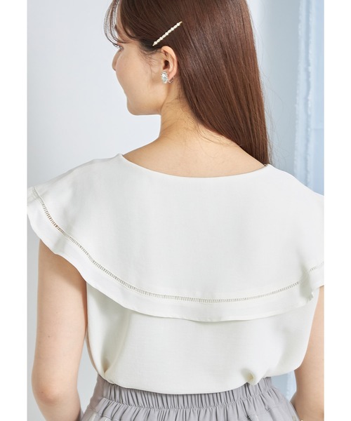 tocco closet(トッコ クローゼット)の「ハシゴレース切り替えビックカラーブラウス(シャツ/ブラウス・レディース・オフホワイト/ブラック/ベージュ・M)」の17枚目の写真
