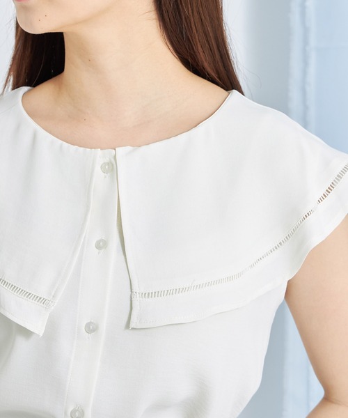 tocco closet(トッコ クローゼット)の「ハシゴレース切り替えビックカラーブラウス(シャツ/ブラウス・レディース・オフホワイト/ブラック/ベージュ・M)」の11枚目の写真