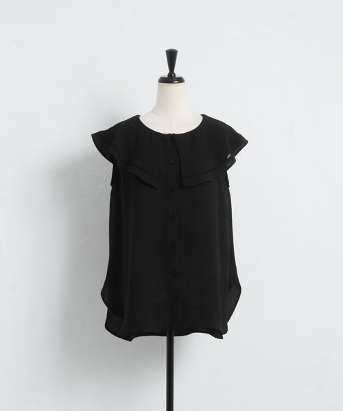 tocco closet(トッコ クローゼット)の「ハシゴレース切り替えビックカラーブラウス(シャツ/ブラウス・レディース・オフホワイト/ブラック/ベージュ・M)」の22枚目の写真