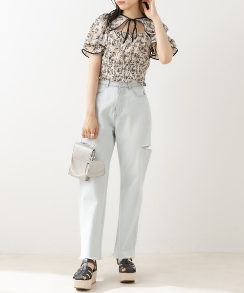 OLIVE des OLIVE(オリーブデオリーブ)の「ダブルフロントヘルシーパイピングブラウス(シャツ/ブラウス・レディース・ネイビー/オフホワイト/ブルー・FREE)」の8枚目の写真