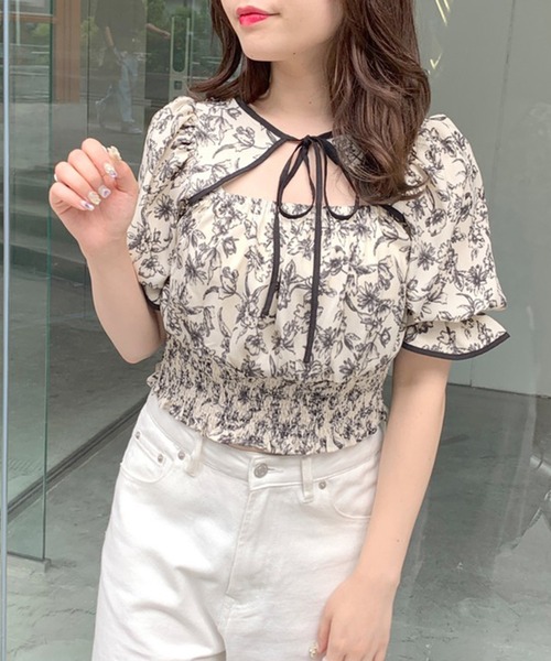 OLIVE des OLIVE(オリーブデオリーブ)の「ダブルフロントヘルシーパイピングブラウス(シャツ/ブラウス・レディース・ネイビー/オフホワイト/ブルー・FREE)」の6枚目の写真