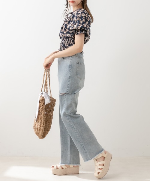 OLIVE des OLIVE(オリーブデオリーブ)の「ダブルフロントヘルシーパイピングブラウス(シャツ/ブラウス・レディース・ネイビー/オフホワイト/ブルー・FREE)」の11枚目の写真