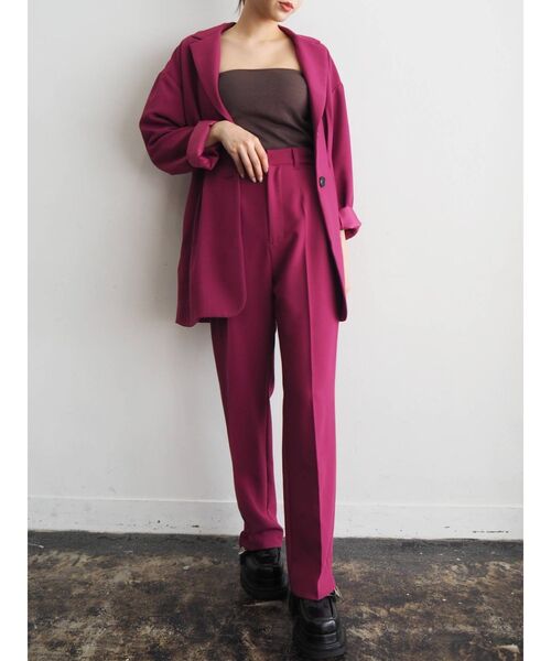 EVRIS（エヴリス）の「ベーシックフレアハイウエストパンツ【セットアップ着用可能】（その他パンツ・レディース・ブラック/ピンク/グリーン・SMALL/MEDIUM）」の9枚目の写真