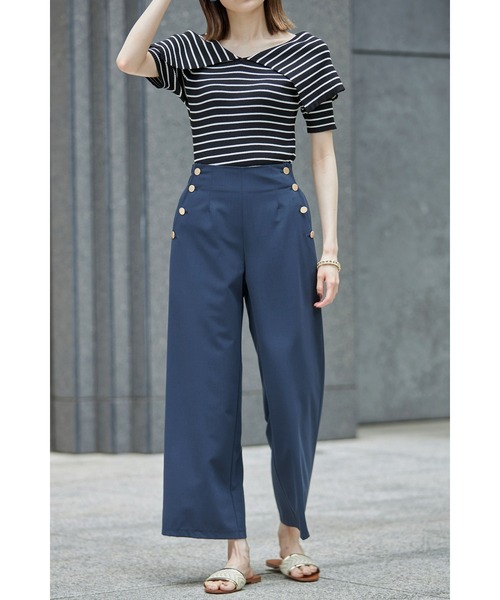 &. NOSTALGIA(アンドドットノスタルジア)の「オーバーカラーボーダーニットプルオーバー(ニット/セーター・レディース・ブラック/オフホワイト・FREE)」の14枚目の写真