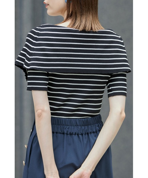 &. NOSTALGIA(アンドドットノスタルジア)の「オーバーカラーボーダーニットプルオーバー(ニット/セーター・レディース・ブラック/オフホワイト・FREE)」の20枚目の写真