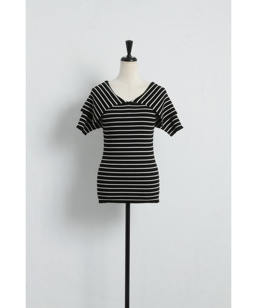 &. NOSTALGIA(アンドドットノスタルジア)の「オーバーカラーボーダーニットプルオーバー(ニット/セーター・レディース・ブラック/オフホワイト・FREE)」の22枚目の写真