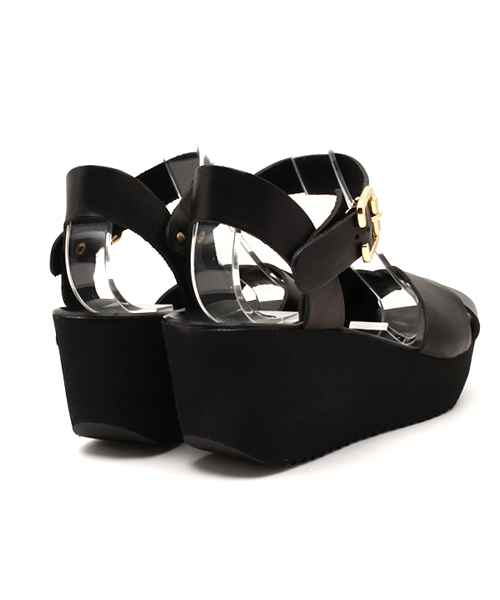 ROSE BUD（ローズバッド）の「SG522 LEATHER ANKLE STRAP WEDGE SANDAL（サンダル・レディース・ブラウン/ブラック・36/39/38/35/37）」の4枚目の写真