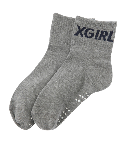 X-girl Stages（エックスガールステージス）の「【VERY(ベリー)5月号掲載商品】LOGO SOCKS（ソックス/靴下・キッズ・ホワイト/ブラック/アッシュ・MEDIUM/LARGE/SMALL）」の3枚目の写真