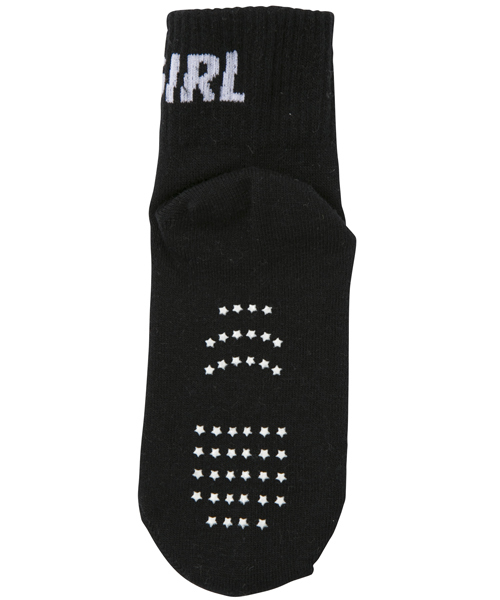 X-girl Stages（エックスガールステージス）の「【VERY(ベリー)5月号掲載商品】LOGO SOCKS（ソックス/靴下・キッズ・ホワイト/ブラック/アッシュ・MEDIUM/LARGE/SMALL）」の4枚目の写真
