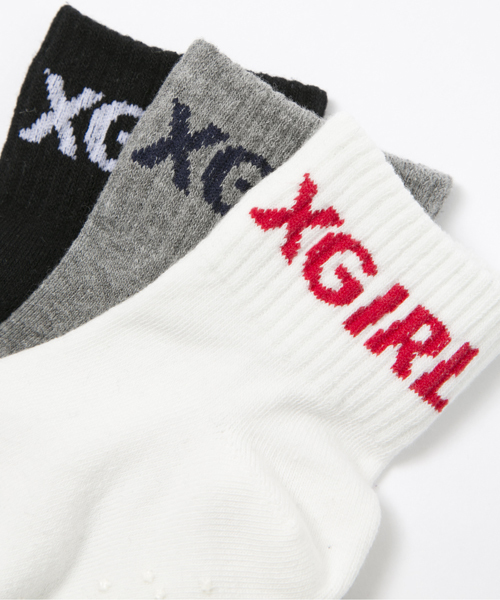 X-girl Stages（エックスガールステージス）の「【VERY(ベリー)5月号掲載商品】LOGO SOCKS（ソックス/靴下・キッズ・ホワイト/ブラック/アッシュ・MEDIUM/LARGE/SMALL）」の6枚目の写真