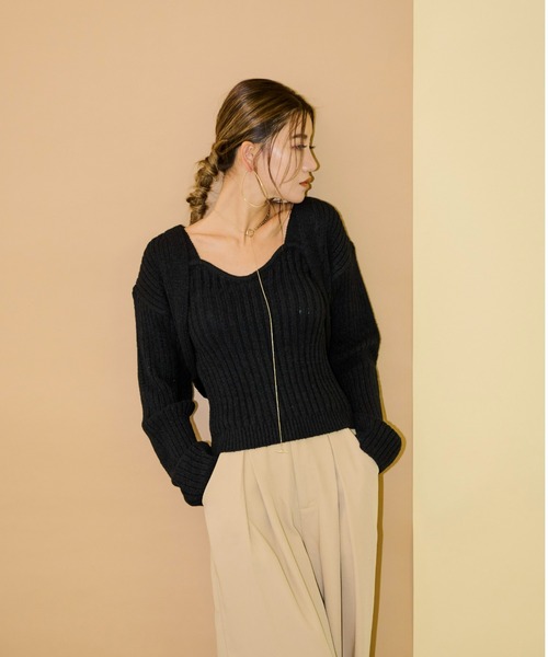 AIC.（エーアイシー）の「【再入荷】ワイドリブニットアンサンブル/アームボレロ/ビスチェ（アンサンブル・レディース・ブラック/グリーン・FREE）」の6枚目の写真