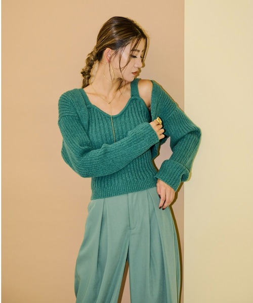 AIC.（エーアイシー）の「【再入荷】ワイドリブニットアンサンブル/アームボレロ/ビスチェ（アンサンブル・レディース・ブラック/グリーン・FREE）」の17枚目の写真