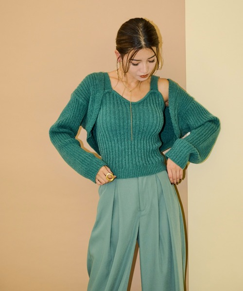 AIC.（エーアイシー）の「【再入荷】ワイドリブニットアンサンブル/アームボレロ/ビスチェ（アンサンブル・レディース・ブラック/グリーン・FREE）」の18枚目の写真