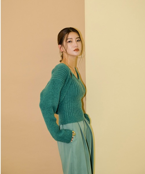 AIC.（エーアイシー）の「【再入荷】ワイドリブニットアンサンブル/アームボレロ/ビスチェ（アンサンブル・レディース・ブラック/グリーン・FREE）」の19枚目の写真