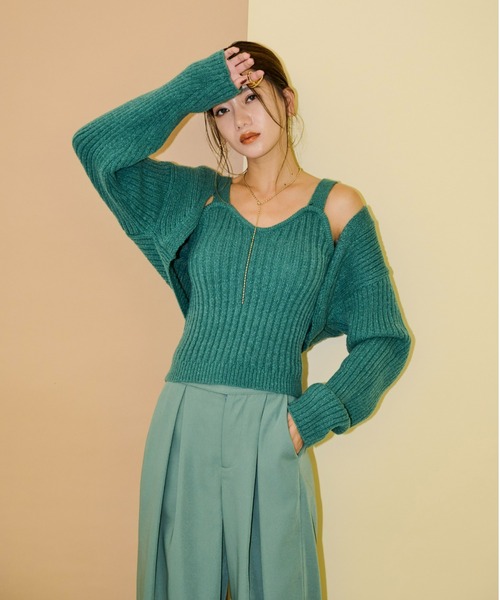 AIC.（エーアイシー）の「【再入荷】ワイドリブニットアンサンブル/アームボレロ/ビスチェ（アンサンブル・レディース・ブラック/グリーン・FREE）」の20枚目の写真