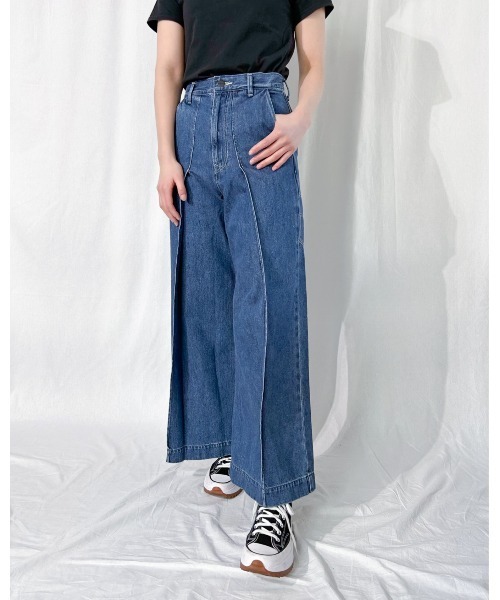 VETEMENTS ヴェトモン ワイドジーンズ ハイライズ ハイウエストSymmetryGYDA INNER RIPPEDワイドデニムパンツ[品番