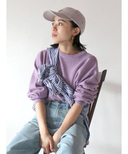 Ungrid（アングリッド）の「ラムウールクルーネックニット（ニット/セーター・レディース・グリーン系その他/ブラウン/パープル/ライトグレー・FREE）」の4枚目の写真