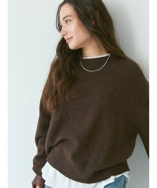 Ungrid（アングリッド）の「ラムウールクルーネックニット（ニット/セーター・レディース・グリーン系その他/ブラウン/パープル/ライトグレー・FREE）」の6枚目の写真