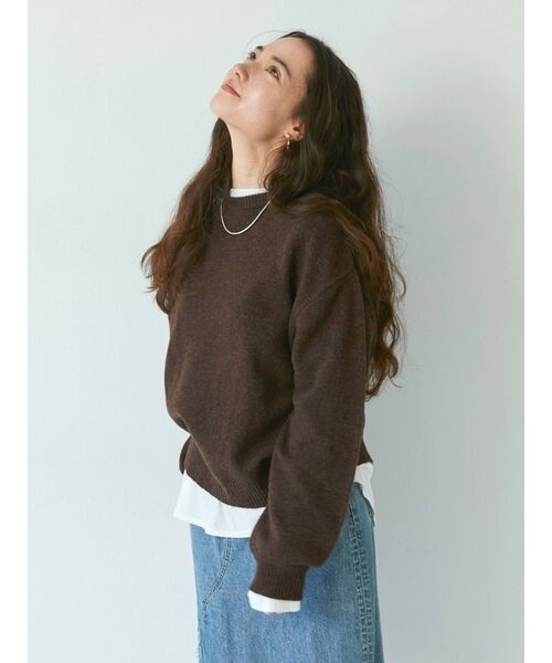 Ungrid（アングリッド）の「ラムウールクルーネックニット（ニット/セーター・レディース・グリーン系その他/ブラウン/パープル/ライトグレー・FREE）」の7枚目の写真