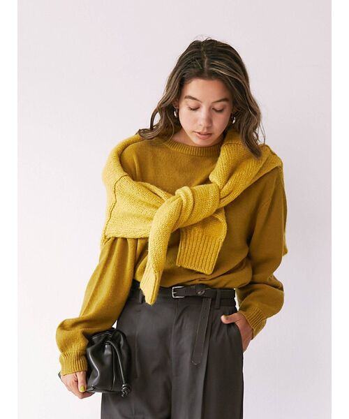 Ungrid（アングリッド）の「ラムウールクルーネックニット（ニット/セーター・レディース・グリーン系その他/ブラウン/パープル/ライトグレー・FREE）」の12枚目の写真