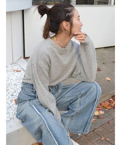 Ungrid（アングリッド）の「ラムウールクルーネックニット（ニット/セーター・レディース・グリーン系その他/ブラウン/パープル/ライトグレー・FREE）」の16枚目の写真