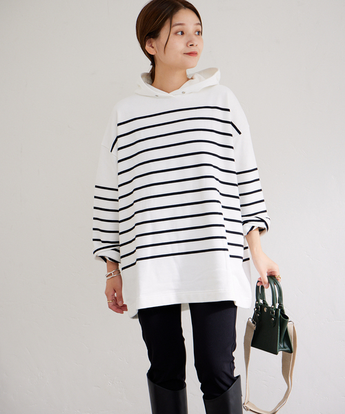 JOURNAL STANDARD（ジャーナルスタンダード）の「ウラケボーダーフードプルオーバー（パーカー・レディース・ブラック/ホワイト系その他・FREE）」の17枚目の写真