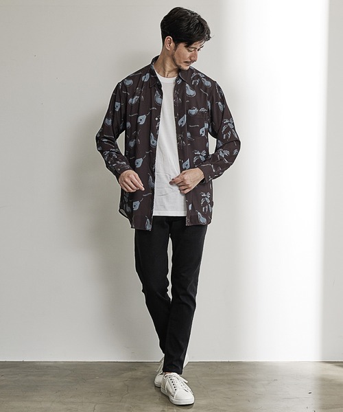 UNION STATION（ユニオンステーション）の「総柄プリントレギュラーカラーシャツ/オリジナルグラフィック（シャツ/ブラウス・メンズ・ネイビー/ブラウン・LL/M/L）」の14枚目の写真